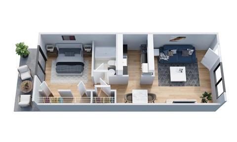 Floor plan for 1 bed, 1 bath, 600 sqft